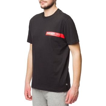 T-shirt nera da uomo con logo sul petto Ducati Corse T-Side, Abbigliamento Sport, SKU a722000294, Immagine 0